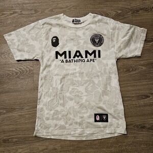 BAPE x Inter Miami CF White Camo Tee Mens Small Rare Messi A Bathing Ape